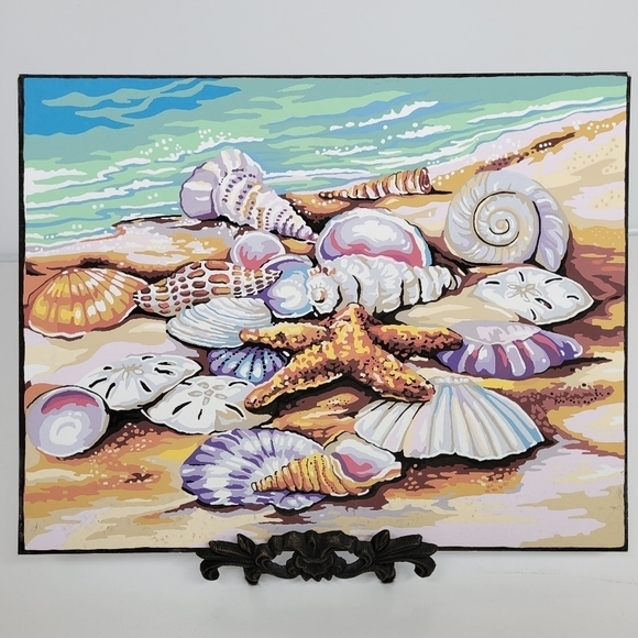 Shells Paint by Number Finished Acrylic Painting Finished 14 by 11 - Picture 1 of 17